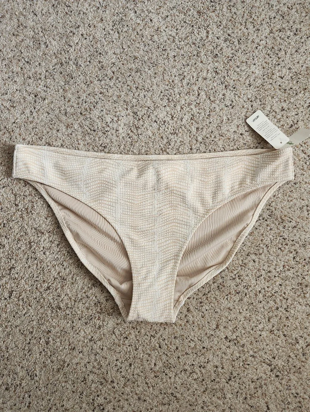 New aerie Cream Textured Bikini Bottoms